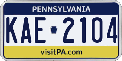 PA license plate KAE2104