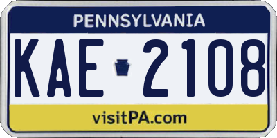 PA license plate KAE2108