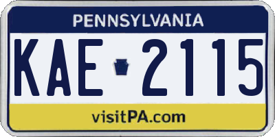 PA license plate KAE2115