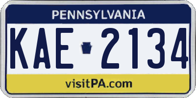 PA license plate KAE2134