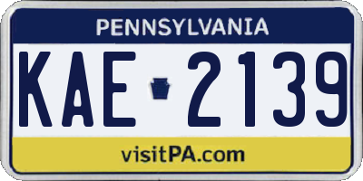 PA license plate KAE2139