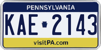 PA license plate KAE2143