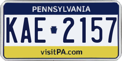 PA license plate KAE2157