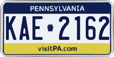 PA license plate KAE2162