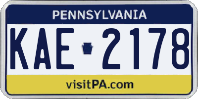 PA license plate KAE2178