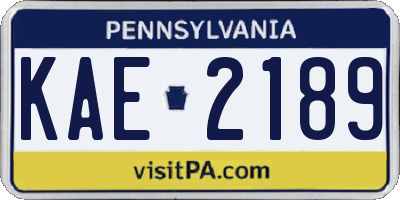 PA license plate KAE2189
