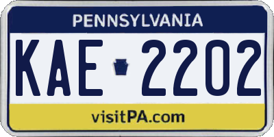 PA license plate KAE2202