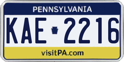 PA license plate KAE2216