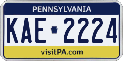 PA license plate KAE2224
