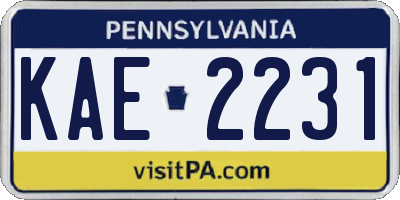 PA license plate KAE2231