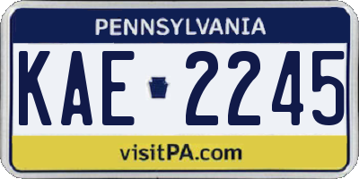 PA license plate KAE2245