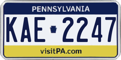 PA license plate KAE2247