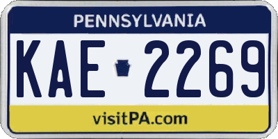 PA license plate KAE2269