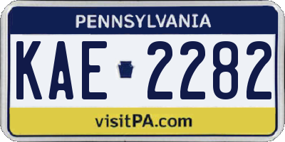 PA license plate KAE2282