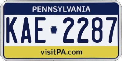 PA license plate KAE2287