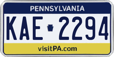 PA license plate KAE2294