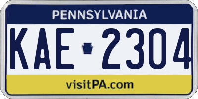 PA license plate KAE2304