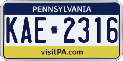 PA license plate KAE2316