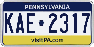 PA license plate KAE2317