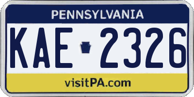 PA license plate KAE2326