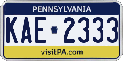 PA license plate KAE2333
