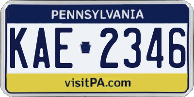 PA license plate KAE2346