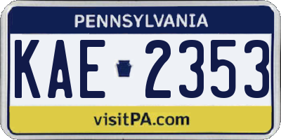 PA license plate KAE2353