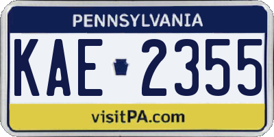 PA license plate KAE2355