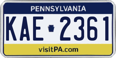 PA license plate KAE2361