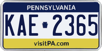 PA license plate KAE2365