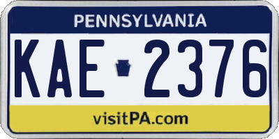 PA license plate KAE2376
