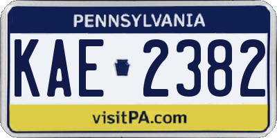PA license plate KAE2382