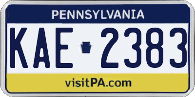 PA license plate KAE2383