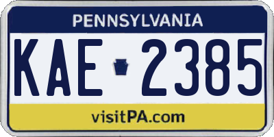PA license plate KAE2385
