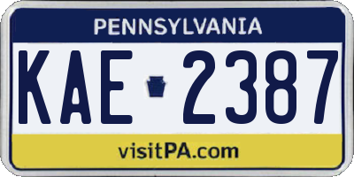 PA license plate KAE2387