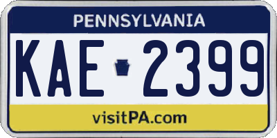 PA license plate KAE2399