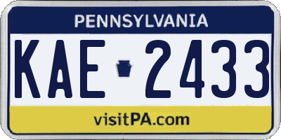 PA license plate KAE2433