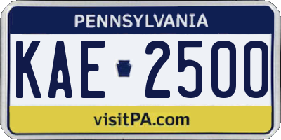 PA license plate KAE2500