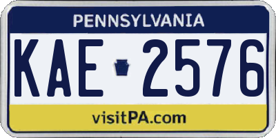 PA license plate KAE2576