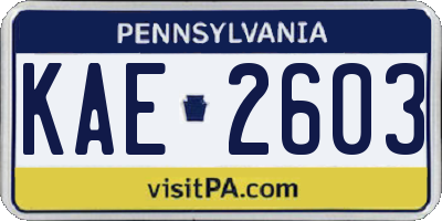 PA license plate KAE2603