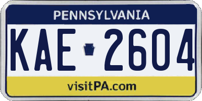 PA license plate KAE2604