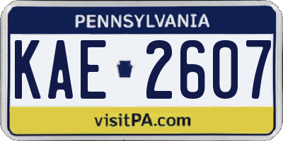 PA license plate KAE2607