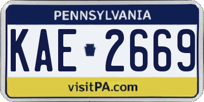 PA license plate KAE2669