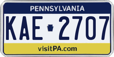 PA license plate KAE2707