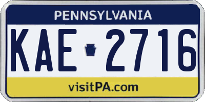 PA license plate KAE2716
