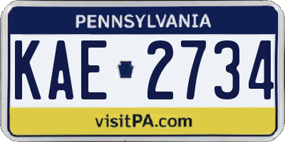 PA license plate KAE2734