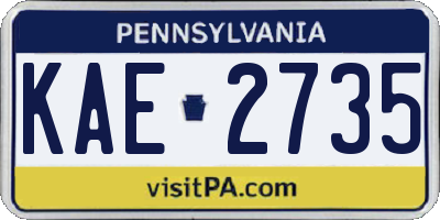 PA license plate KAE2735