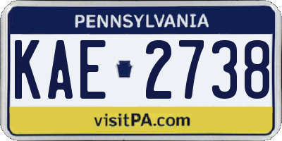 PA license plate KAE2738