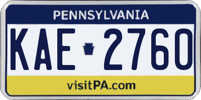 PA license plate KAE2760