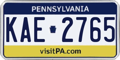 PA license plate KAE2765